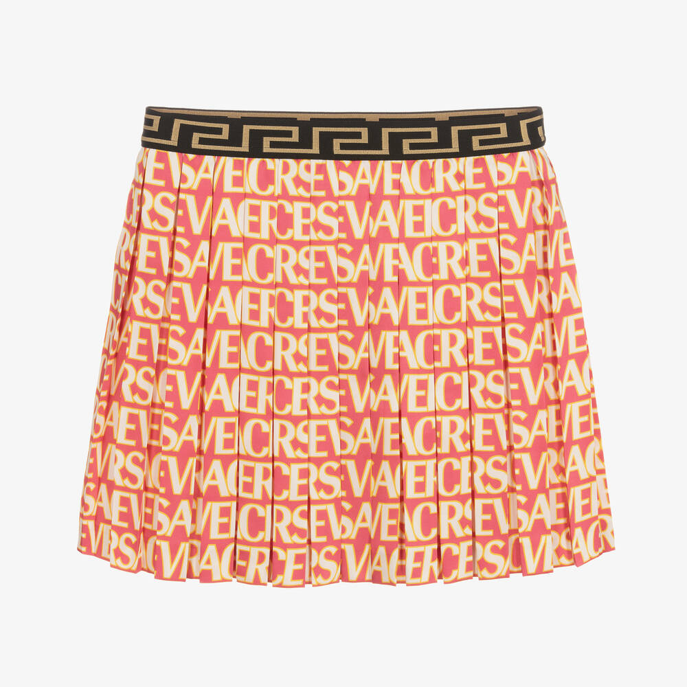 Versace - Teen Girls Pink & Gold Pleated Skirt | Childrensalon