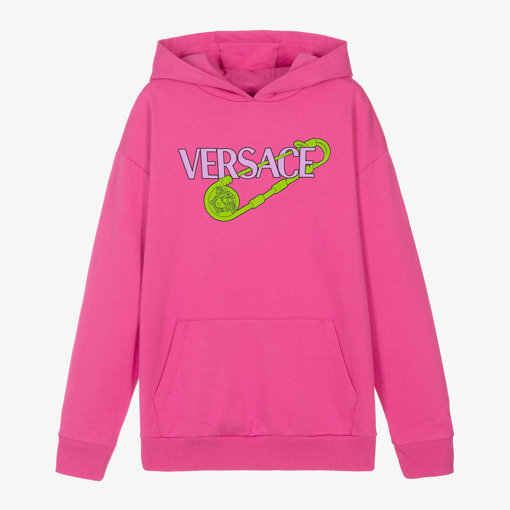 Versace - Teen Girls Pink Logo Hoodie | Childrensalon