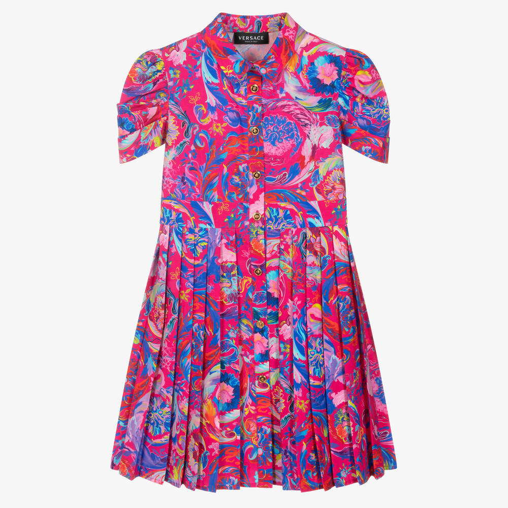 Versace-Розовое платье из поплина для девочек-подростков | Childrensalon Outlet