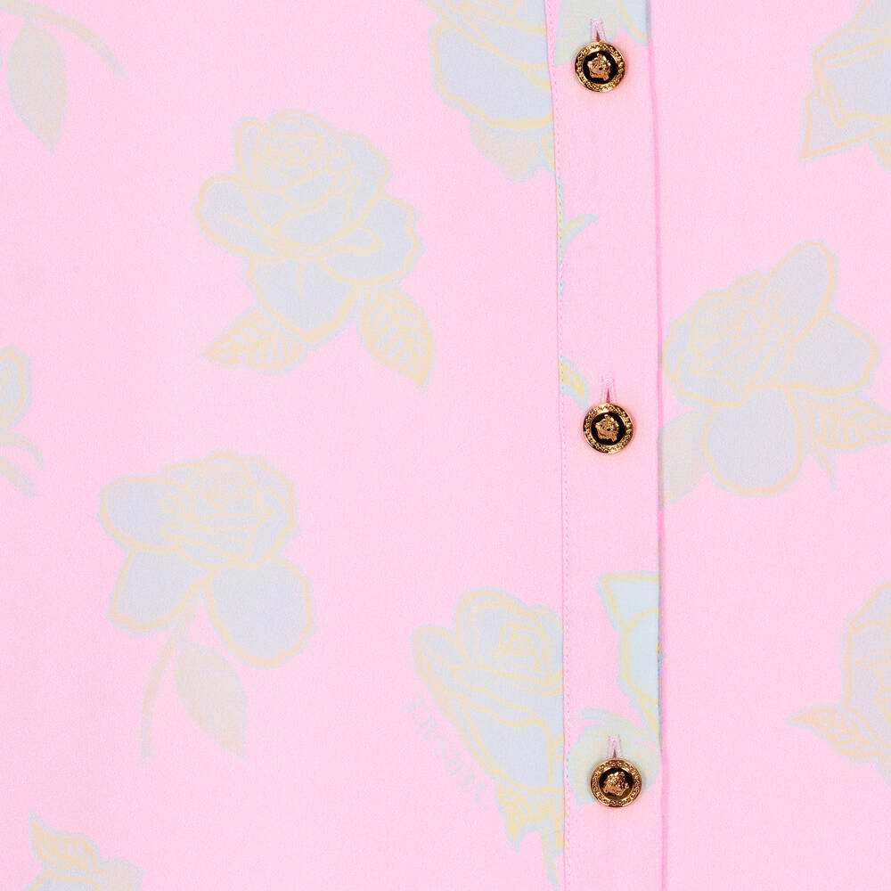 Versace-Teen Girls Pink Rose Silk Dress | Childrensalon Outlet