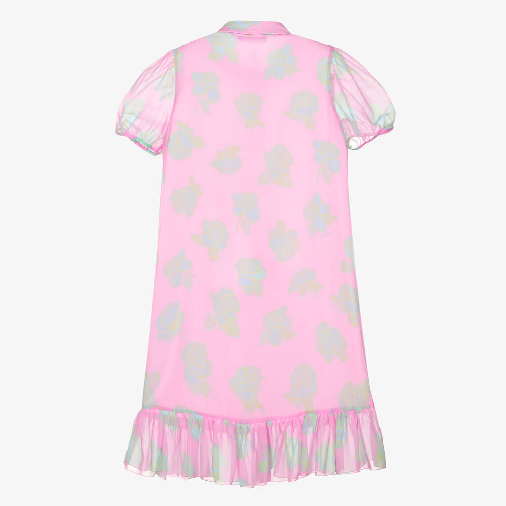 Versace-Teen Girls Pink Rose Silk Dress | Childrensalon Outlet