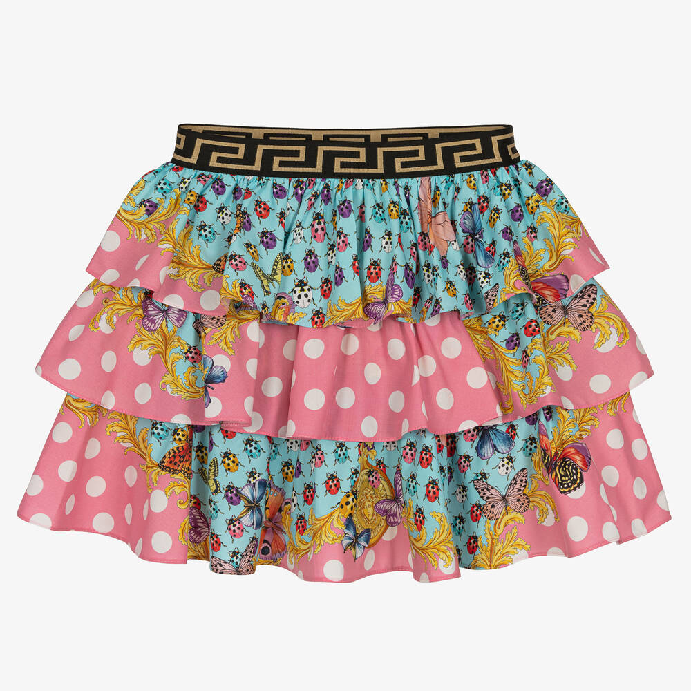 Versace - Teen Girls Pink Ruffled Polka Dot Skirt | Childrensalon