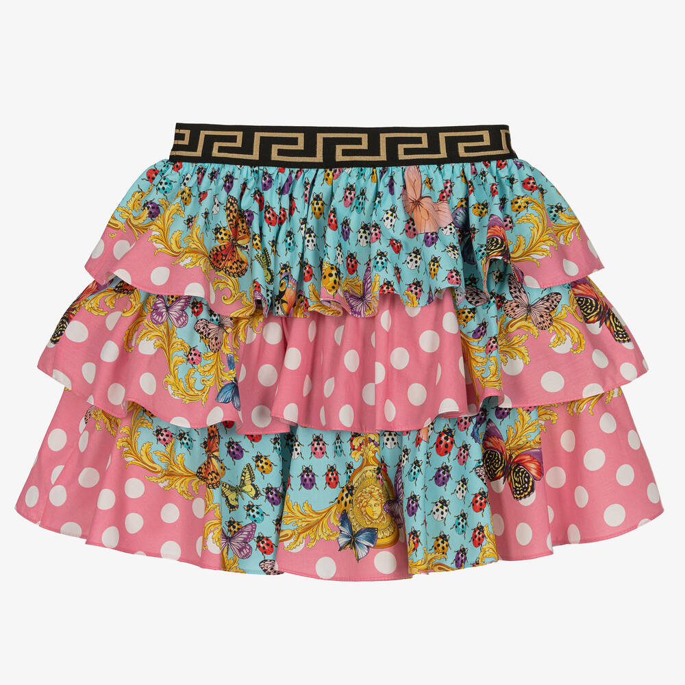 Versace-Розовая юбка в горошек с оборками | Childrensalon Outlet