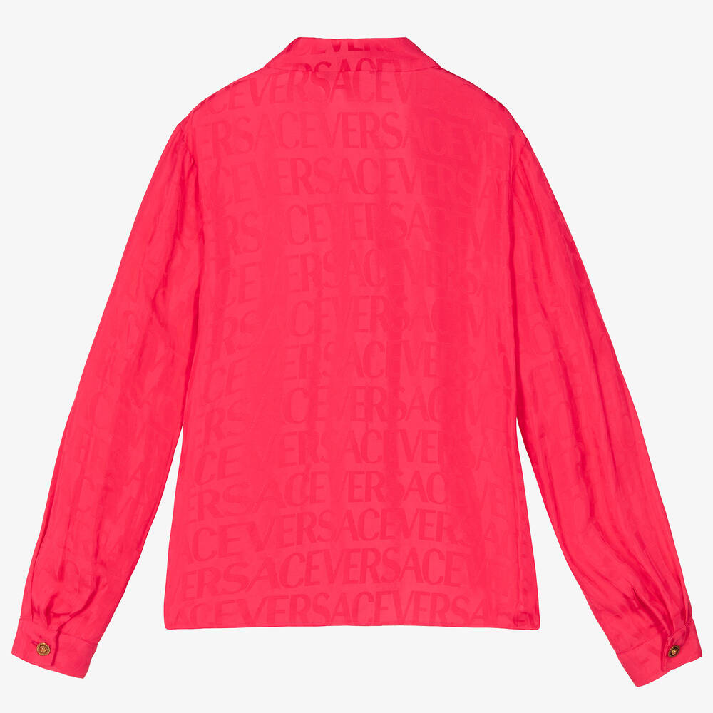 Versace-Teen Girls Pink Satin Jacquard Shirt | Childrensalon Outlet