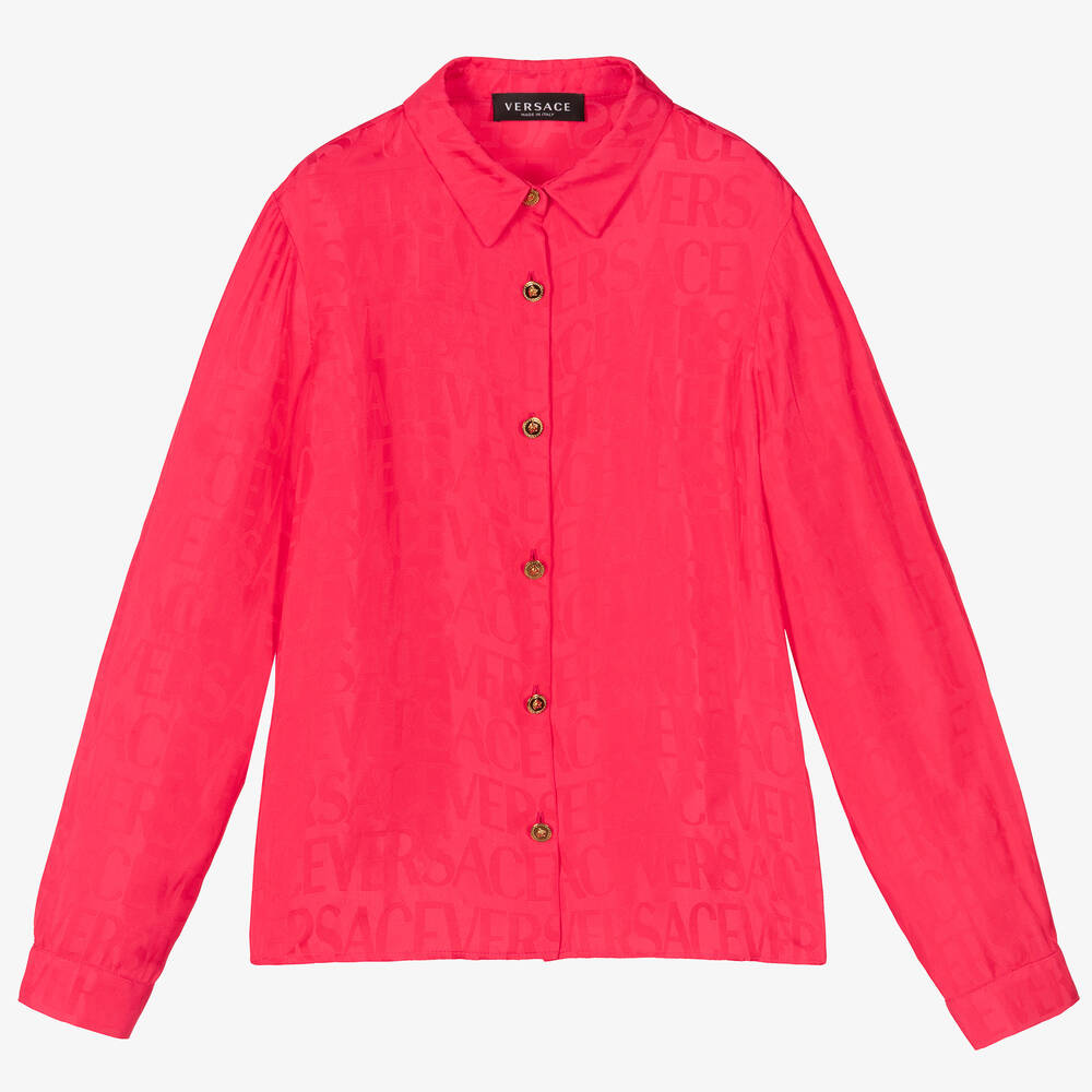 Versace - Chemise rose en jacquard de satin | Childrensalon