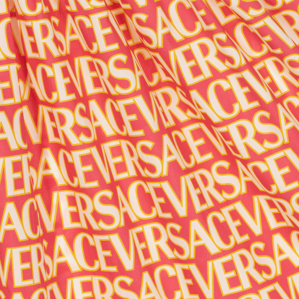 Versace-Розовое присборенное платье из поплина | Childrensalon Outlet