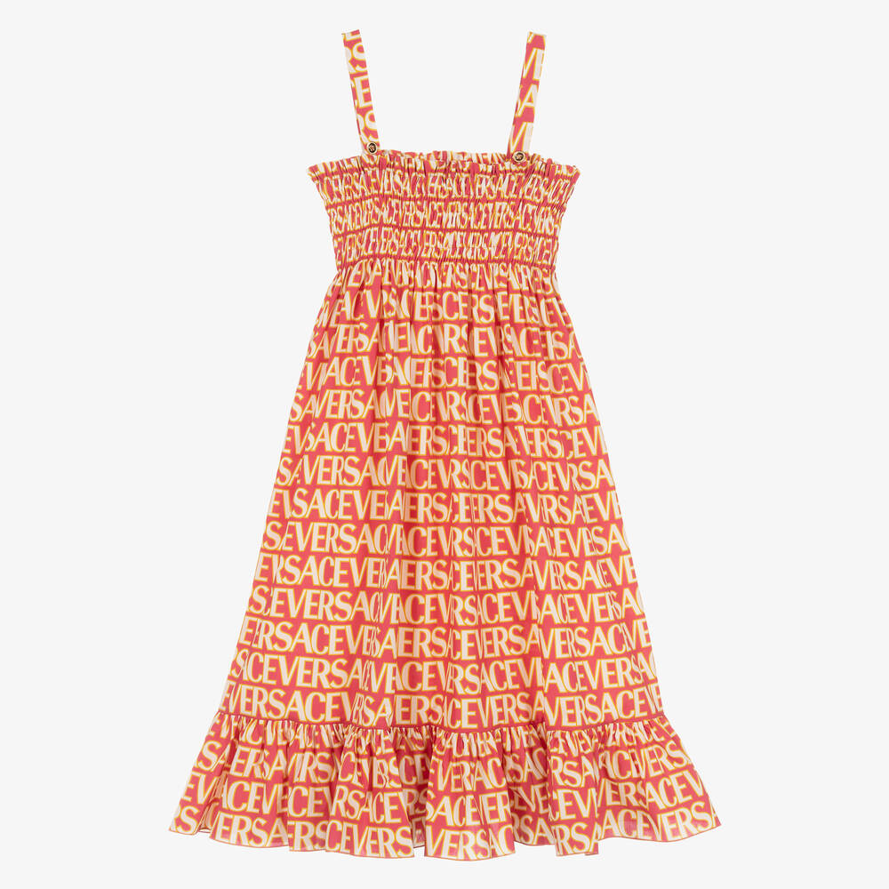 Versace - Robe rose froncée en popeline ado | Childrensalon