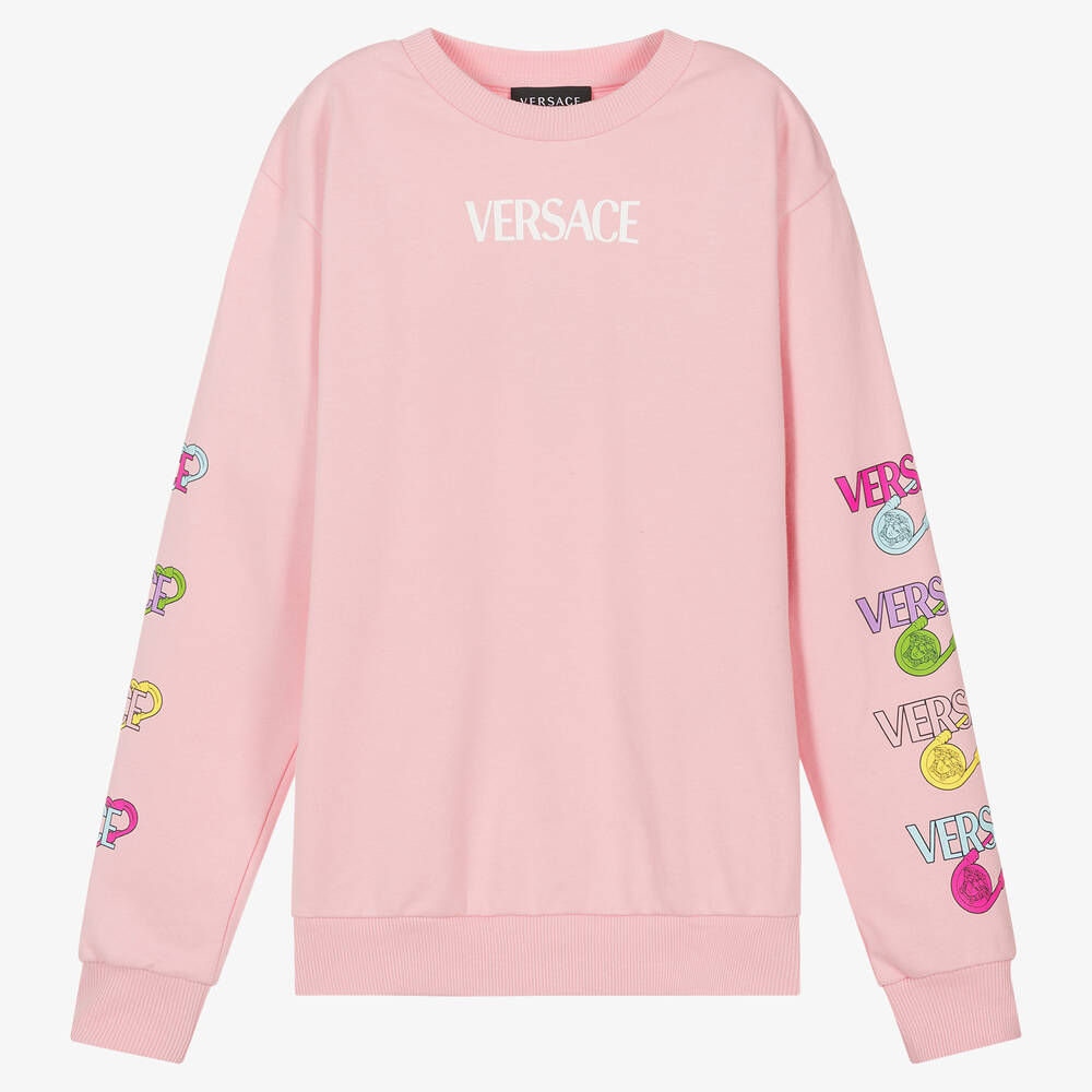 Versace - سويتشيرت تينز بناتي قطن لون زهري | Childrensalon