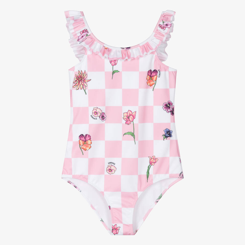 Versace-Розово-белый купальник с цветами для подростков | Childrensalon Outlet