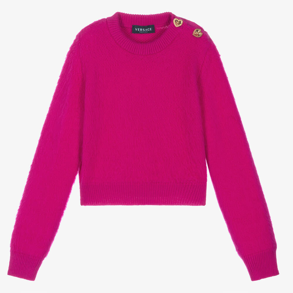 Versace - Розовый шерстяной свитер для девочек-подростков | Childrensalon
