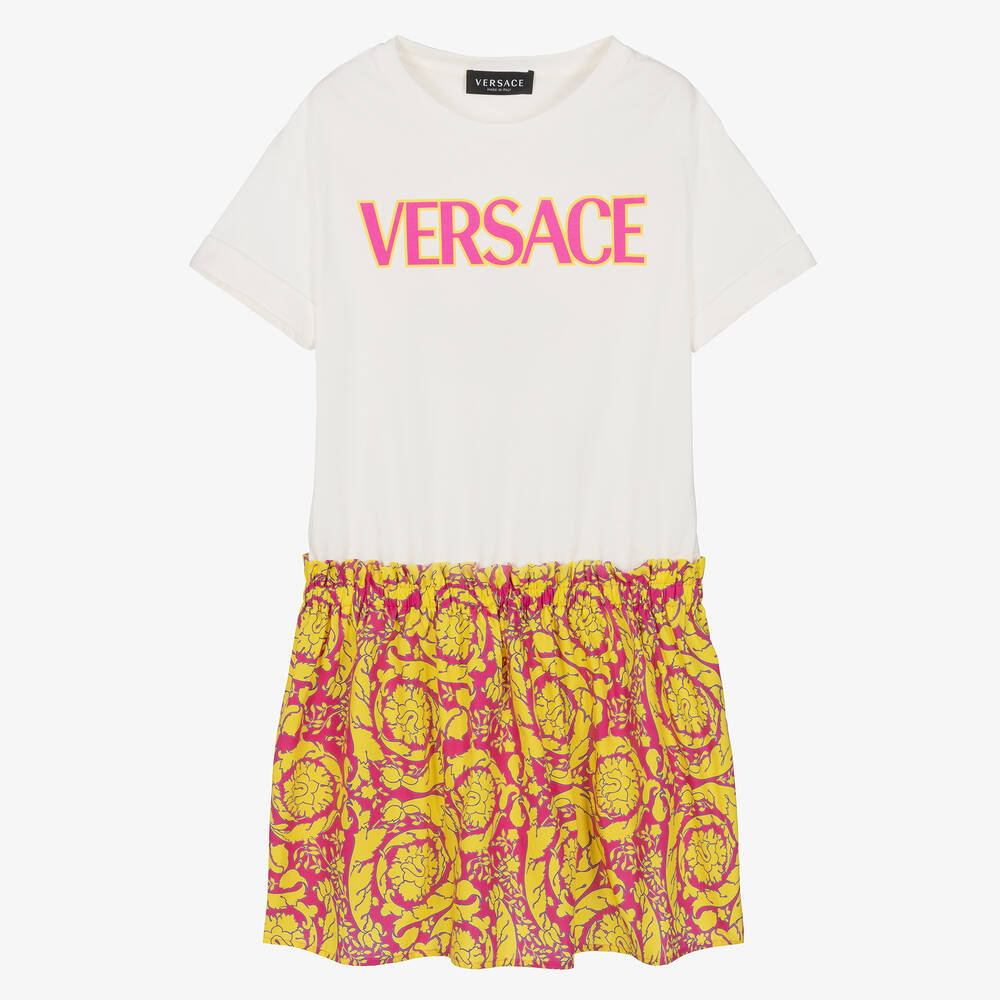 Versace-Teen Girls Pink & Yellow Barocco Dress | Childrensalon Outlet