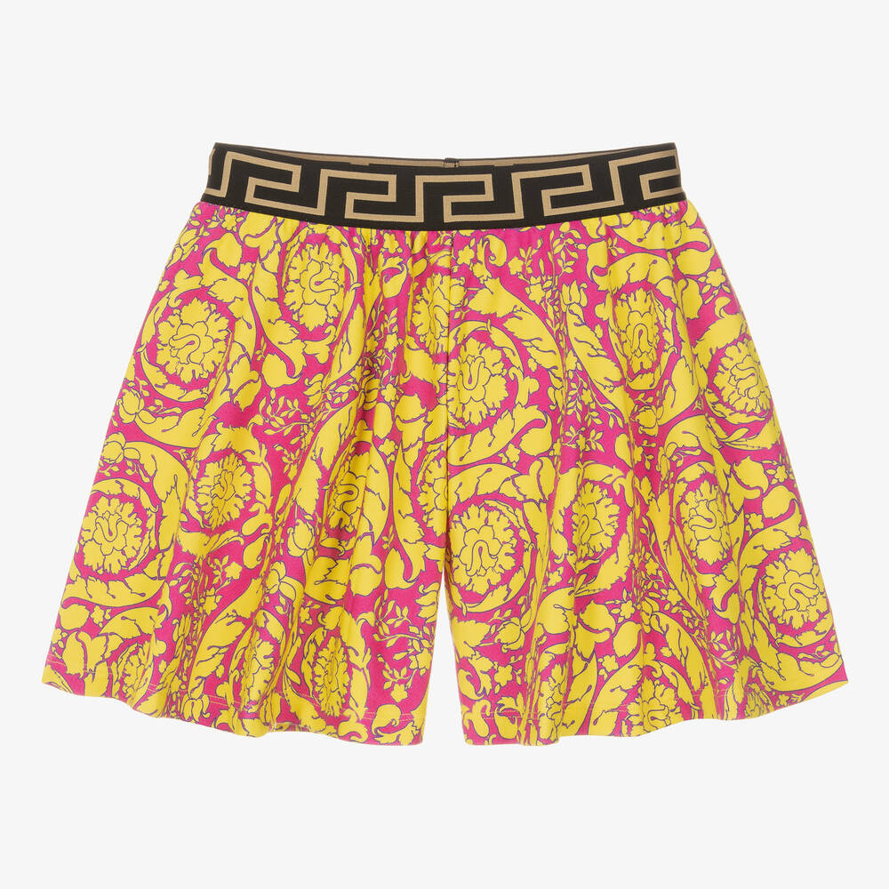 Versace - Teen Girls Pink & Yellow Baroque Shorts | Childrensalon
