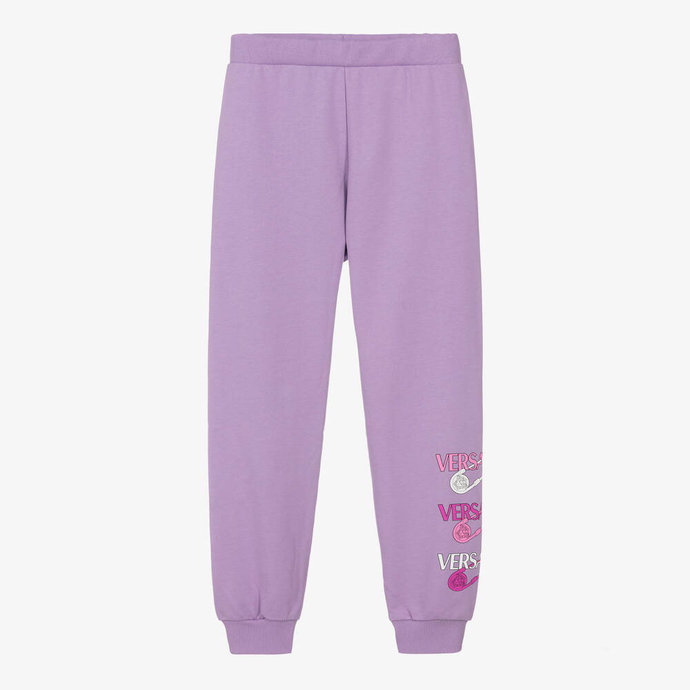 Versace - Teen Girls Purple Logo Cotton Joggers | Childrensalon