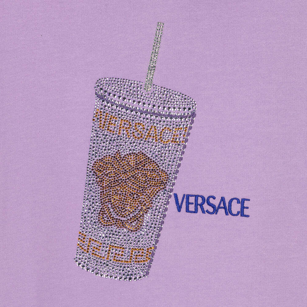 Versace-توب هودي تينز بناتي قطن لون بنفسجي | Childrensalon Outlet