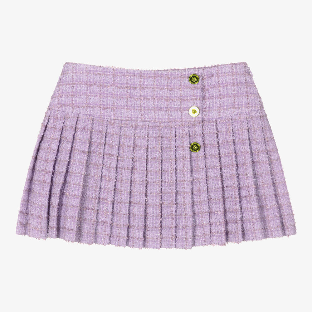 Versace - Teen Girls Purple Tweed Medusa Skirt  | Childrensalon
