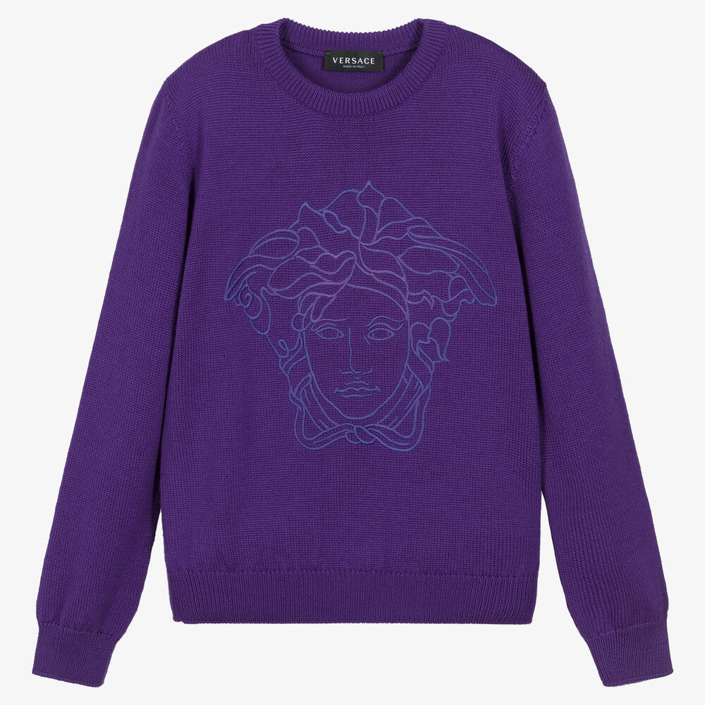 Versace-Teen Girls Purple Wool Medusa Sweater | Childrensalon Outlet
