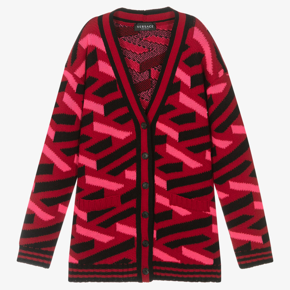 Versace - Cardigan rouge La Greca ado fille | Childrensalon