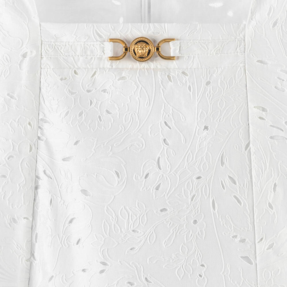 Versace-Teen Girls White Barocco Cotton Dress | Childrensalon Outlet