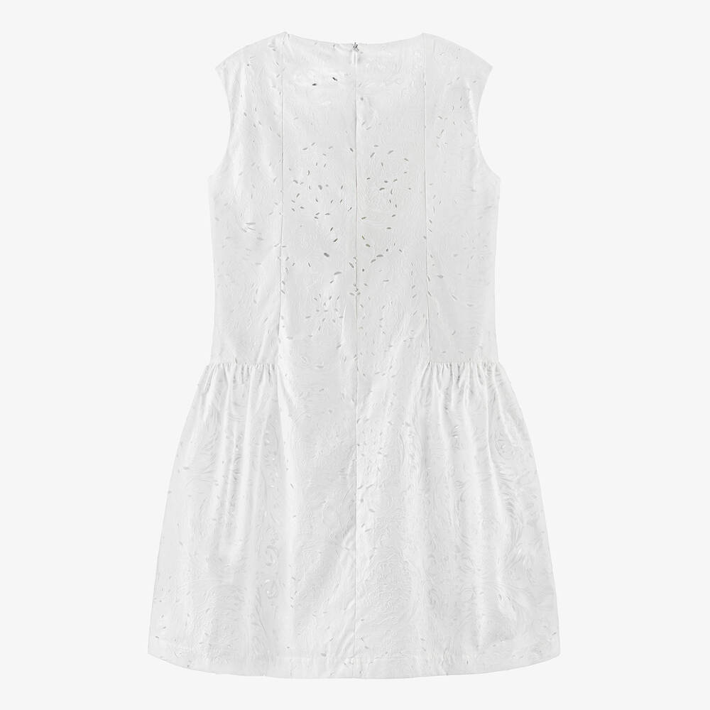 Versace-Teen Girls White Barocco Cotton Dress | Childrensalon Outlet
