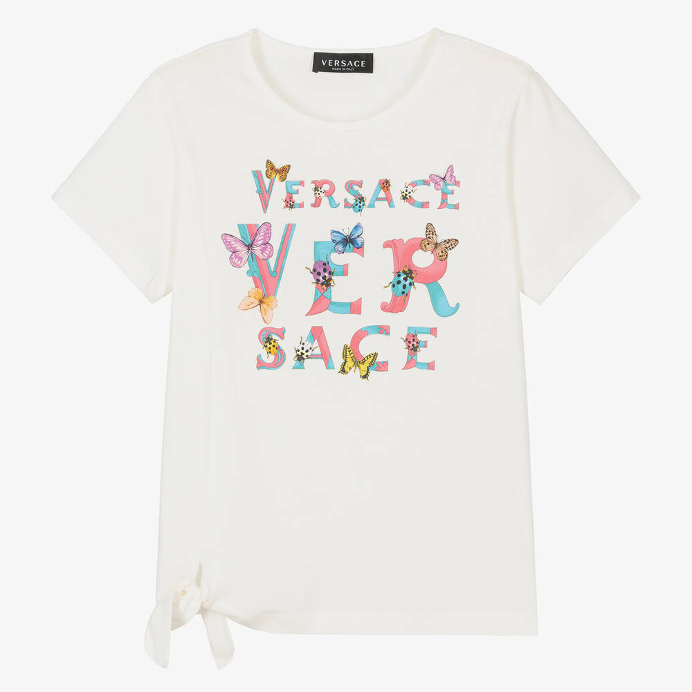 Versace - Teen Girls White Cotton T-Shirt | Childrensalon