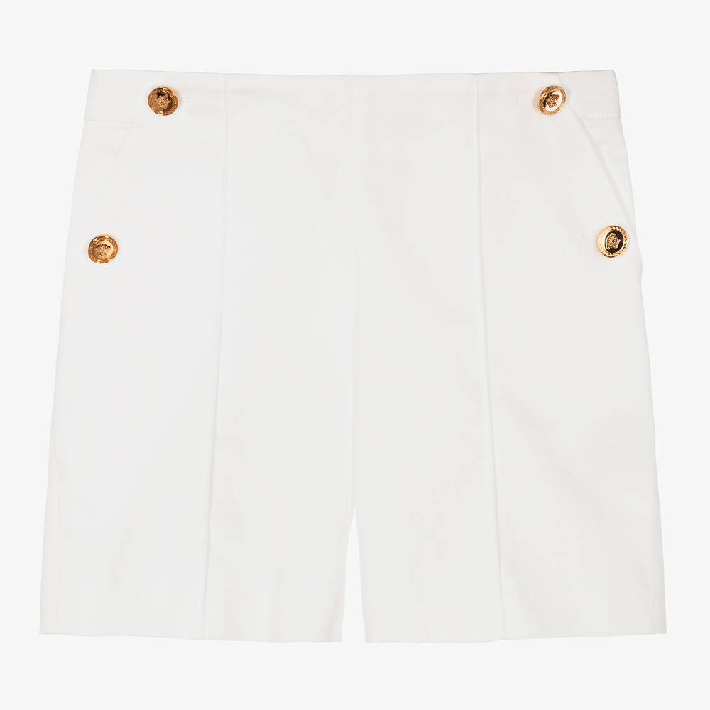 Versace-Teen Girls White Cotton Twill Sailor Shorts | Childrensalon Outlet