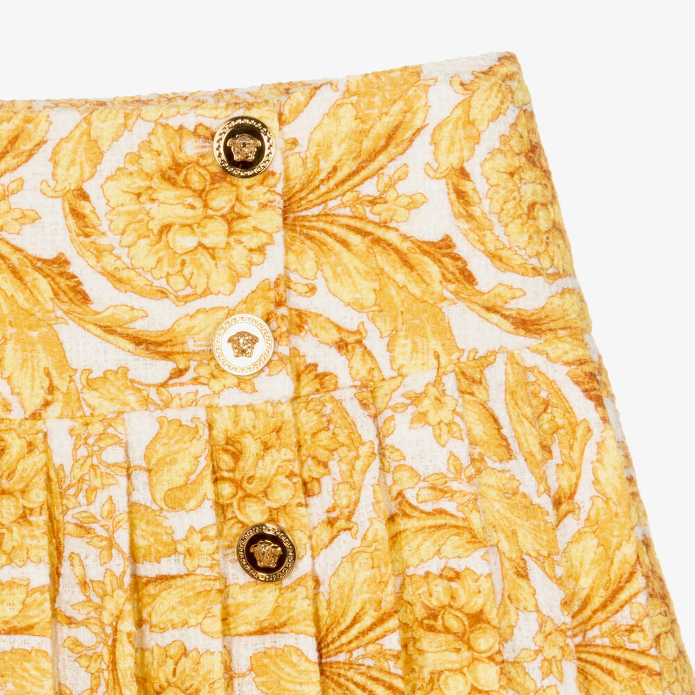 Versace-Teen Girls White & Gold Barocco Skirt | Childrensalon Outlet