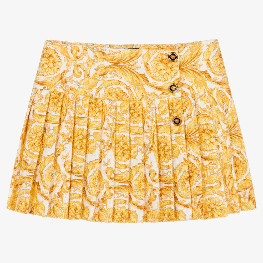 Versace - Teen Girls White & Gold Barocco Skirt | Childrensalon