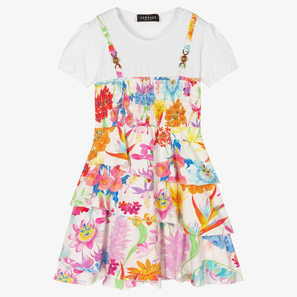 Versace - Robe blanche Jardin Ado fille | Childrensalon