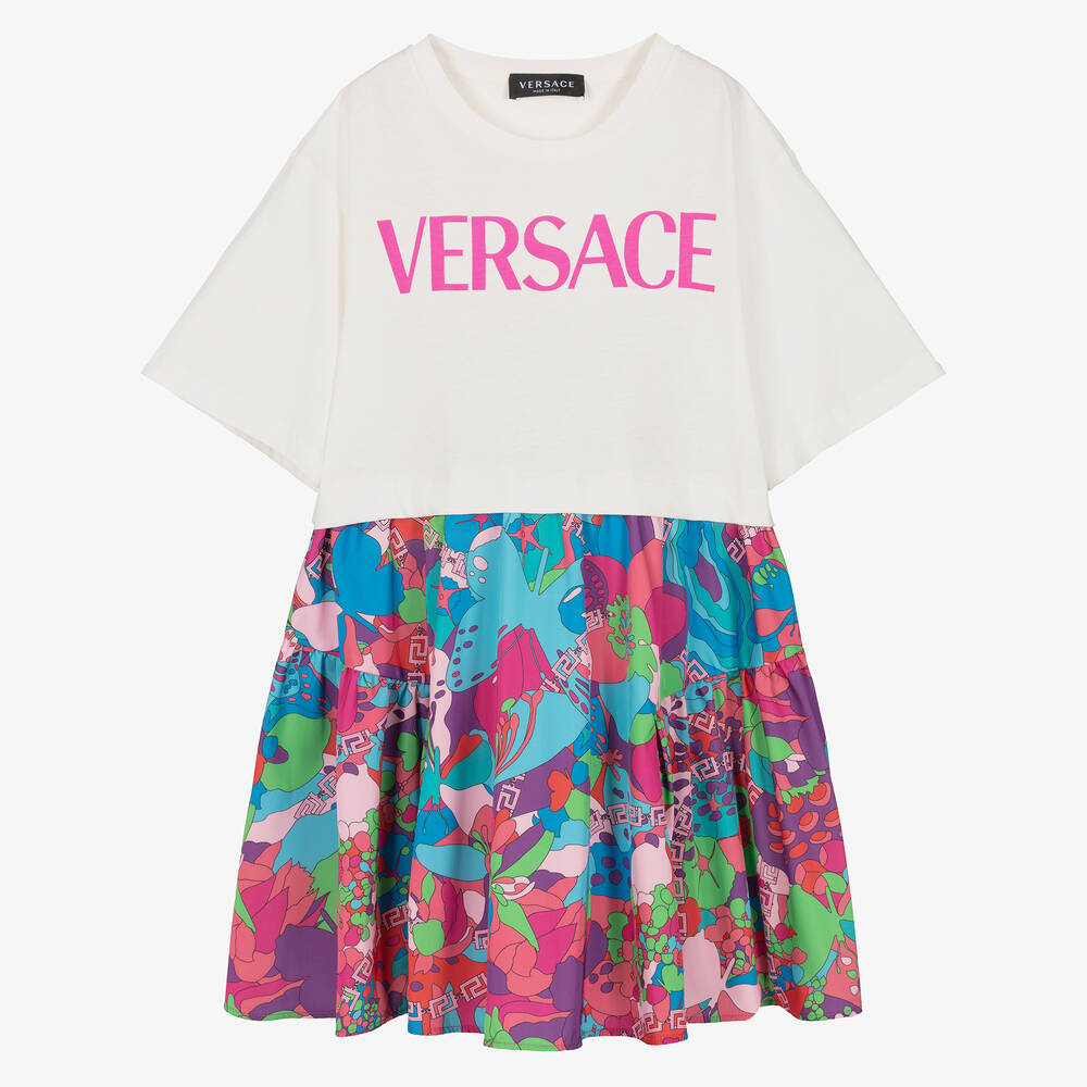 Versace - Robe d'été fleurie rose Ado fille | Childrensalon