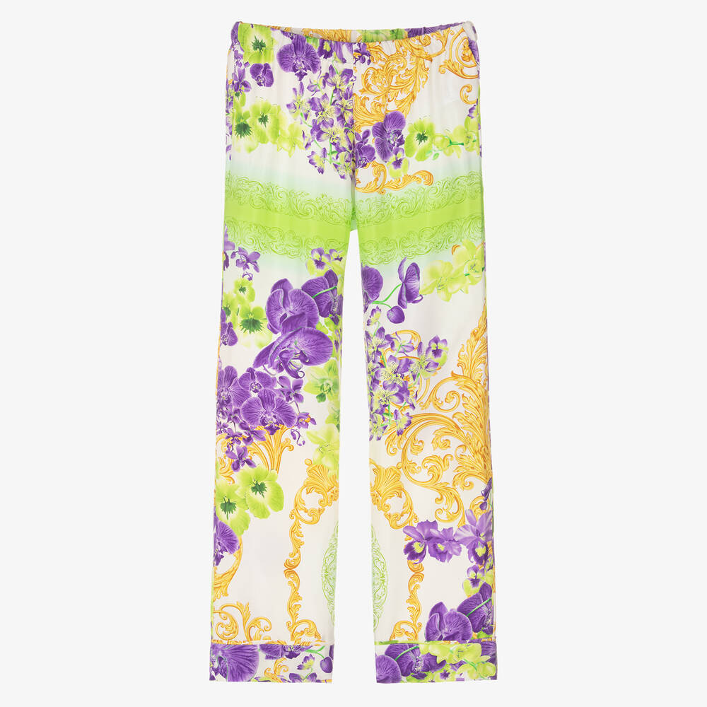 Versace - Белые шелковые брюки с орхидеями | Childrensalon