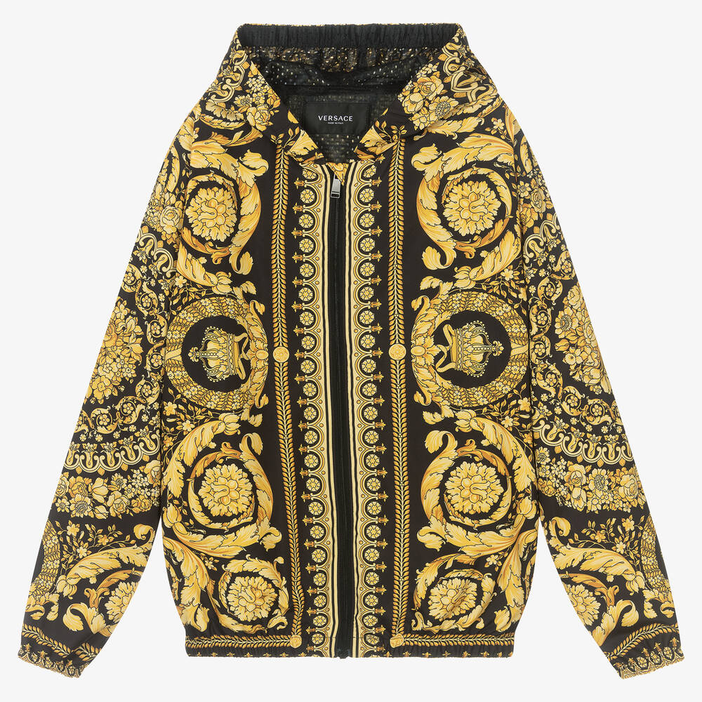 Versace - Золотистая куртка с принтом Barocco для подростков | Childrensalon