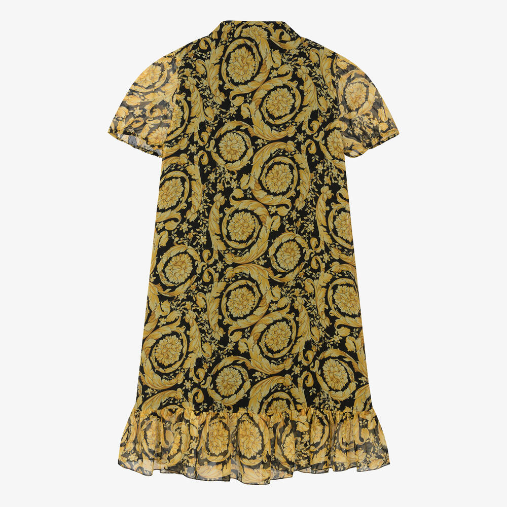 Versace Robe chemise mousseline de soie doree Childrensalon Outlet
