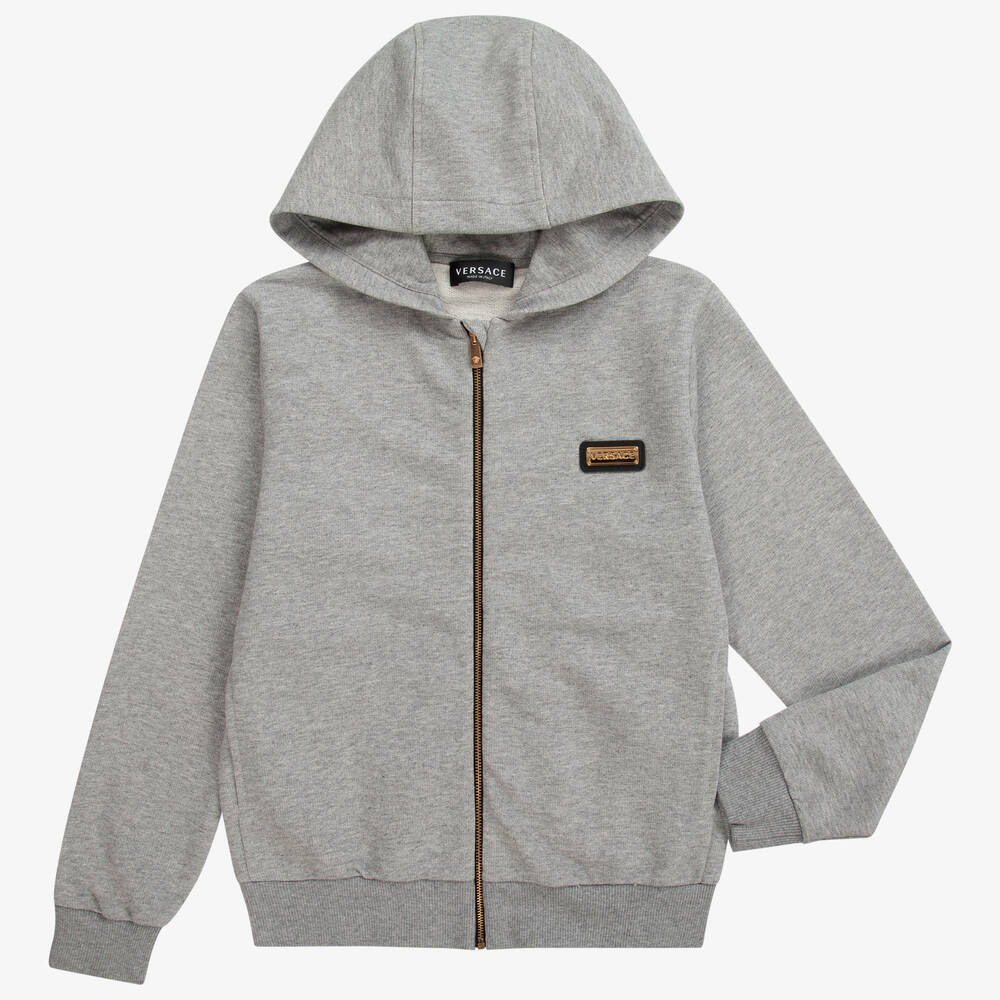 Versace-Серый топ на молнии с логотипом для подростков | Childrensalon Outlet
