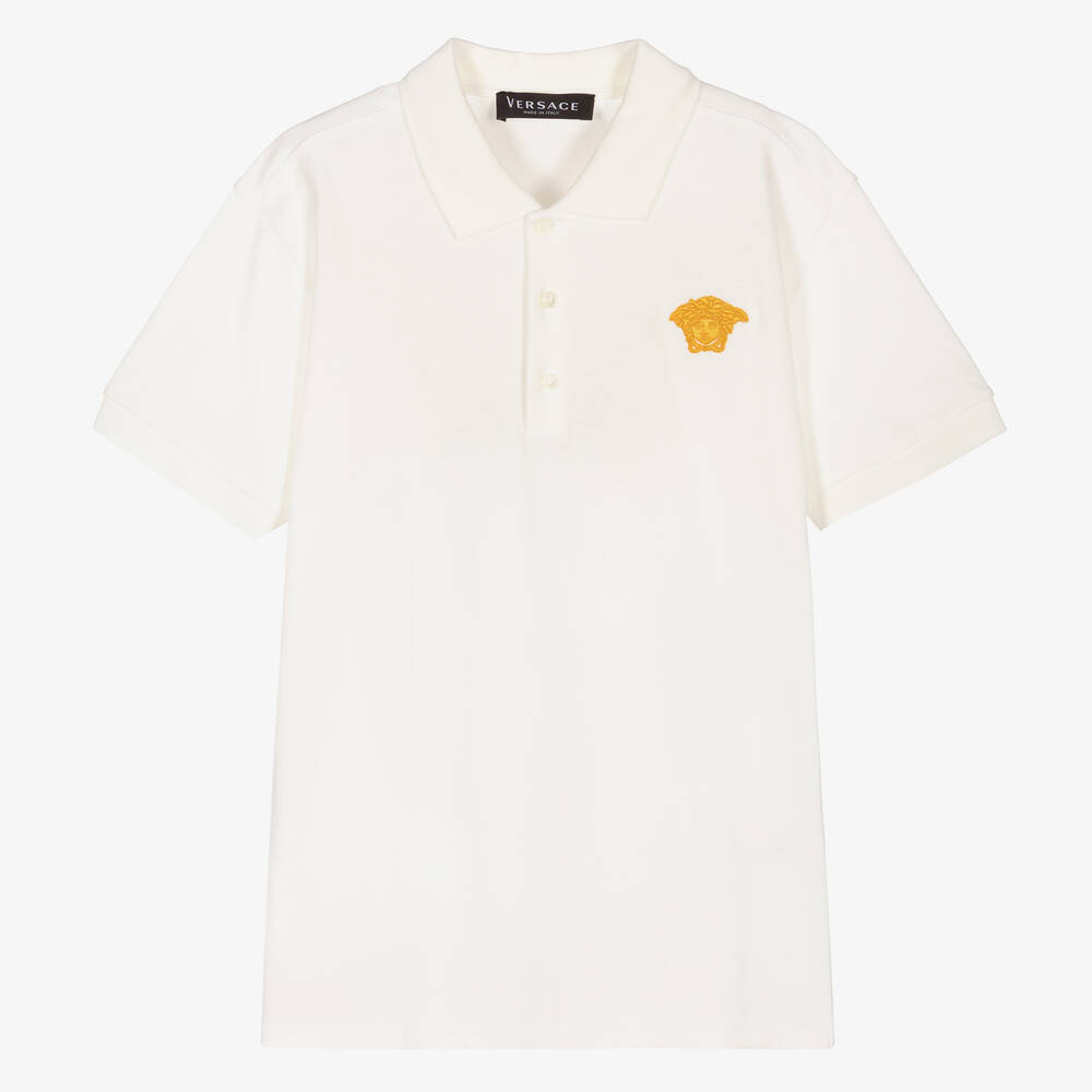 Versace - Teen Ivory Medusa Polo Shirt | Childrensalon