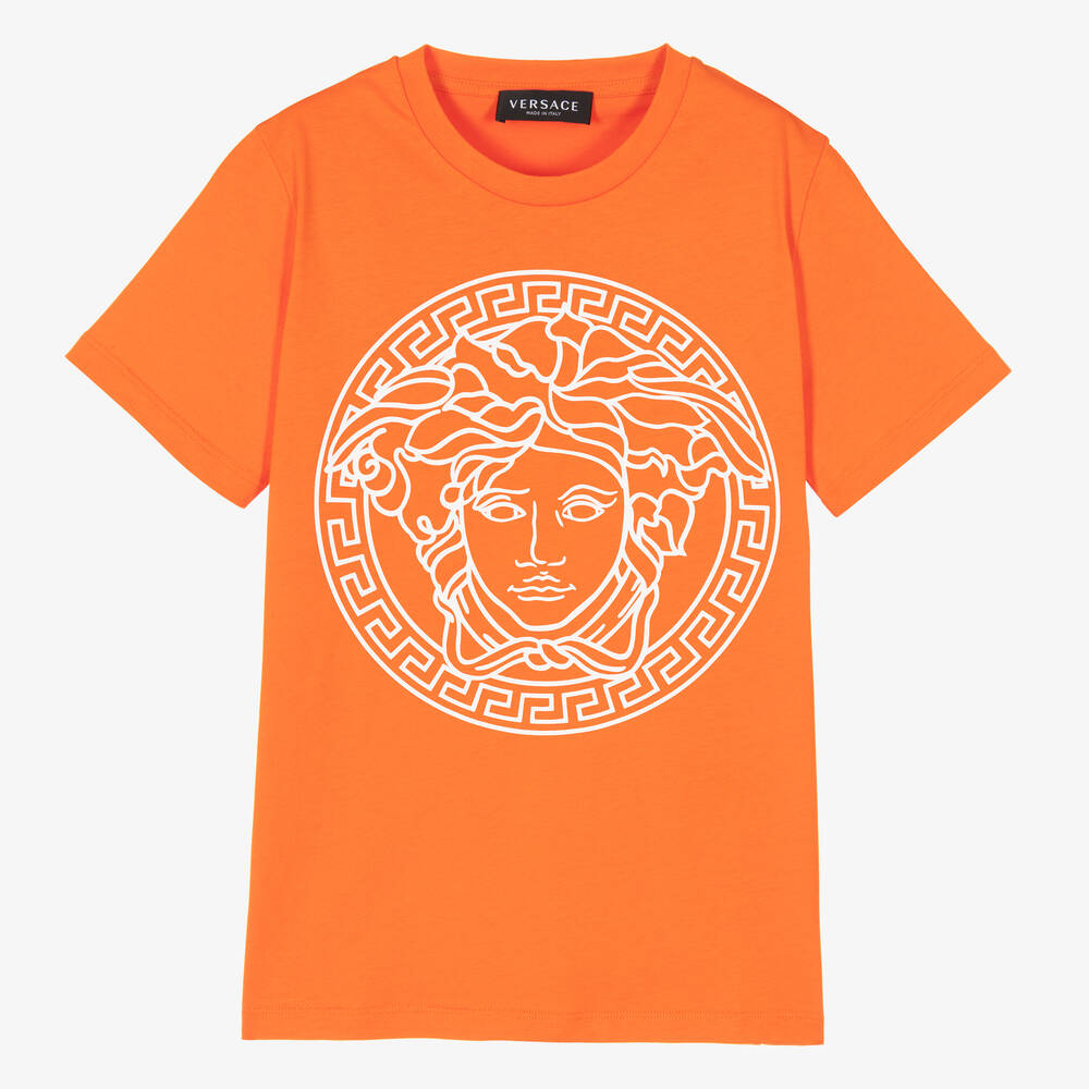 Versace - Оранжевая хлопковая футболка Medusa | Childrensalon