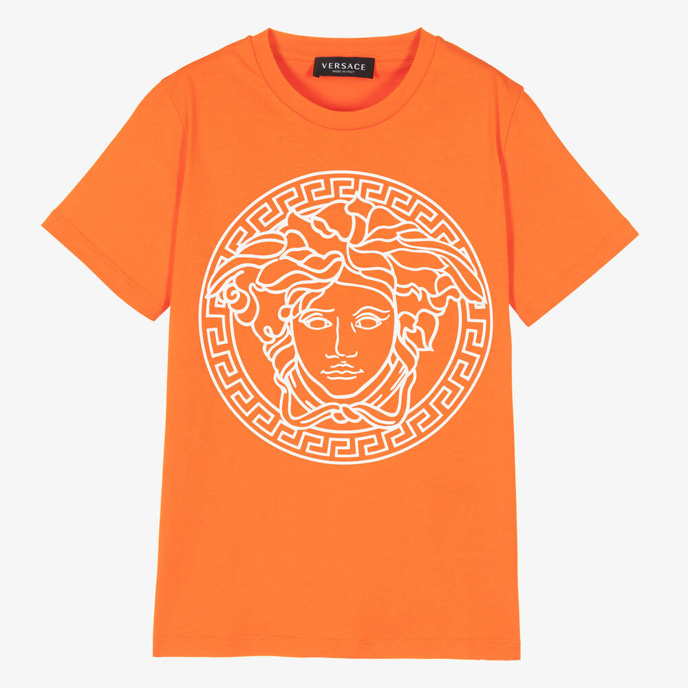 Versace-Teen Orange Medusa Cotton T-Shirt | Childrensalon Outlet