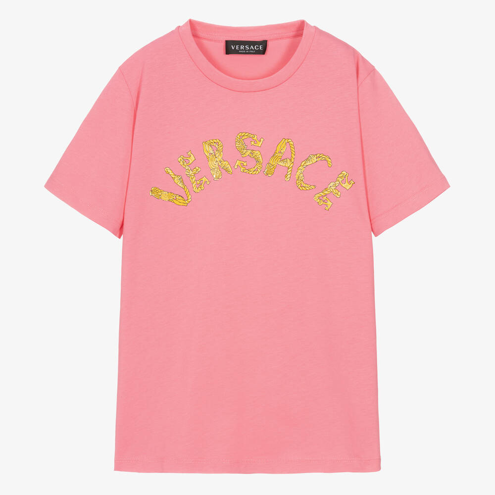Versace - Розовая хлопковая футболка для подростков  | Childrensalon