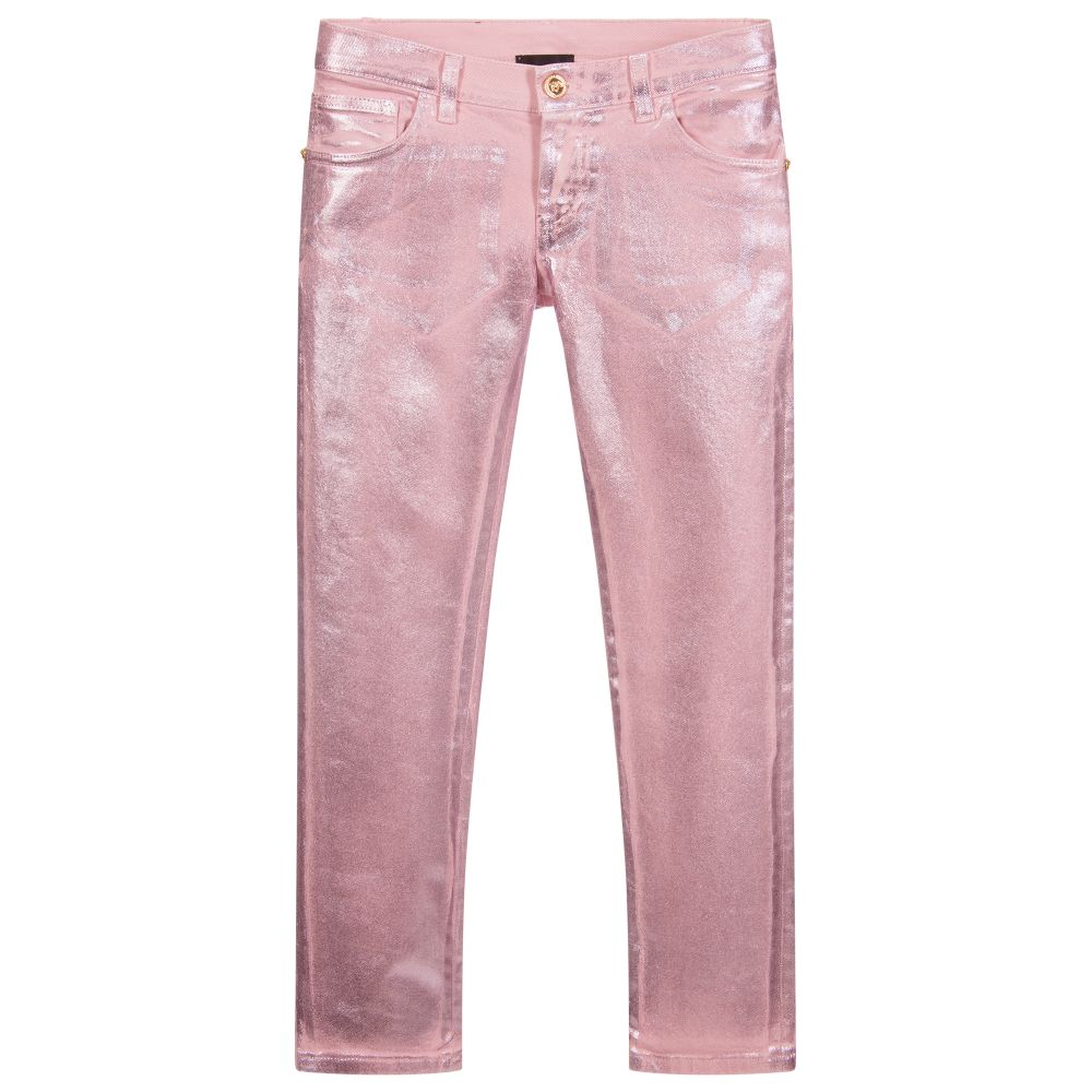 Versace - Rosafarbene Teen Jeans in Metallic-Optik | Childrensalon