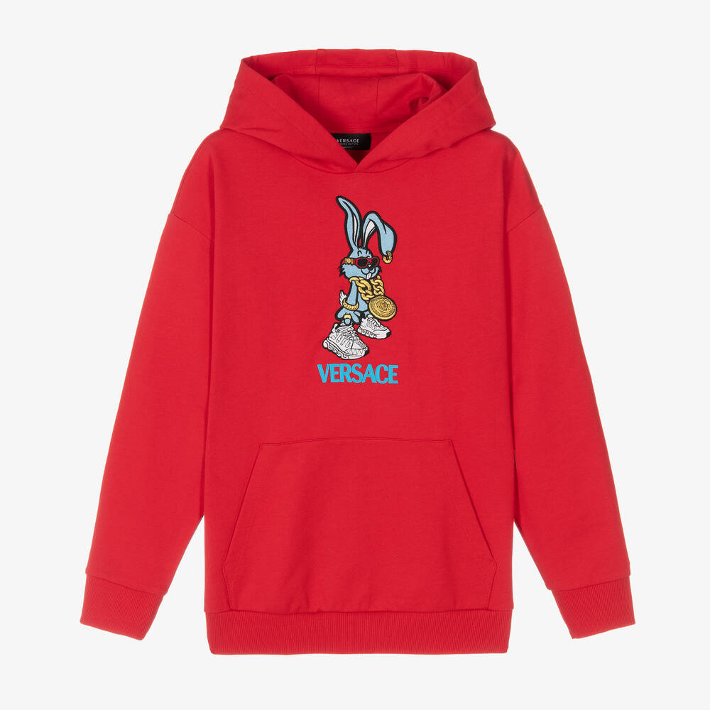 Versace - Sweat à capuche rouge lapin ado | Childrensalon