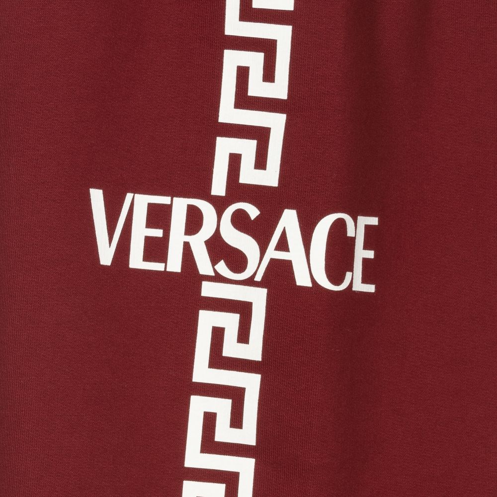 Versace-Красные хлопковые шорты с принтом Greca для подростков | Childrensalon Outlet