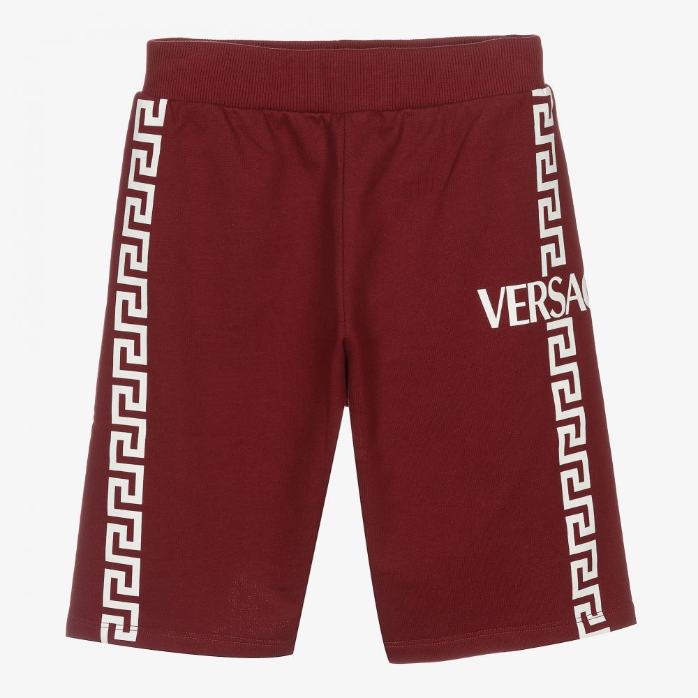 Versace - Teen Red Cotton Greca Shorts | Childrensalon