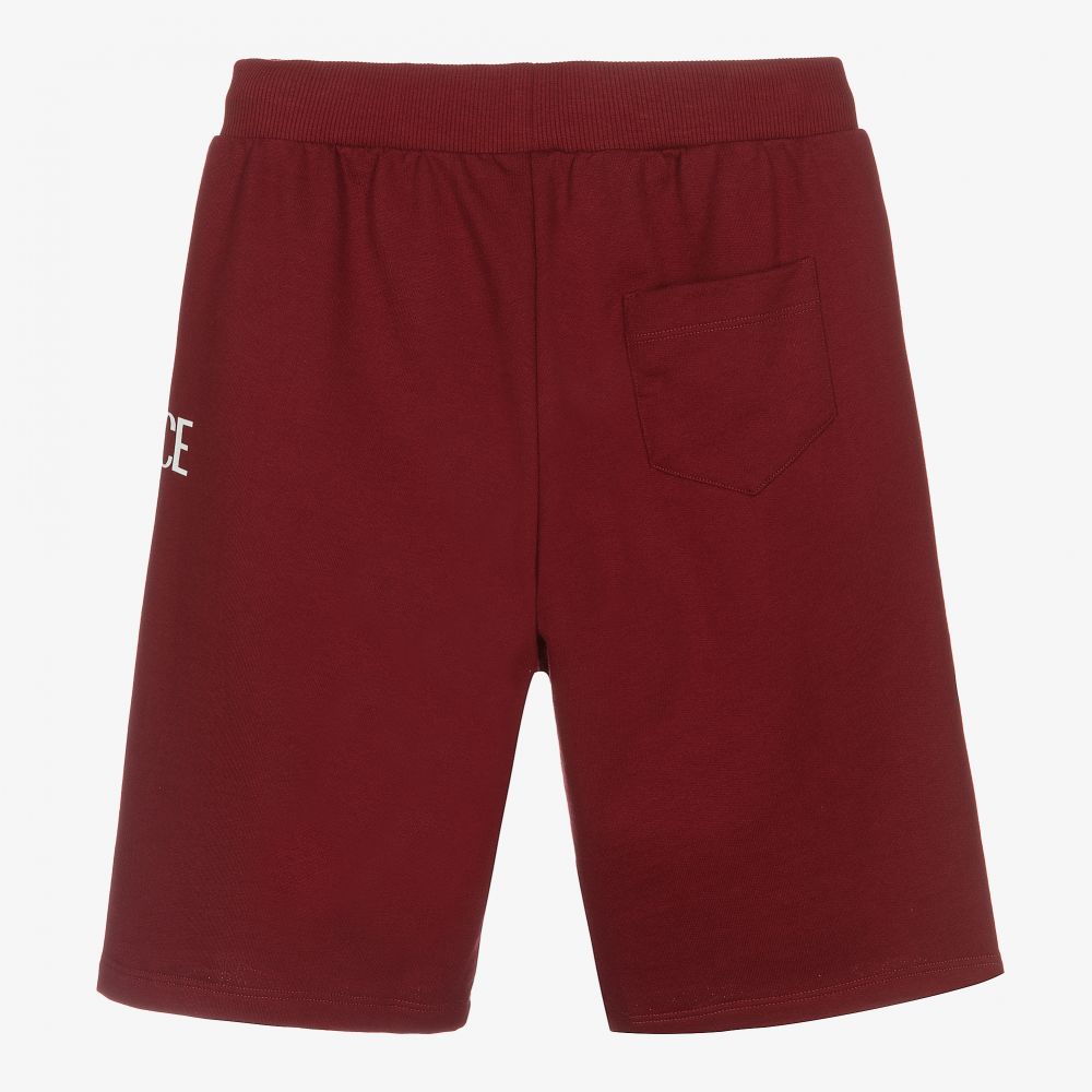 Versace-Красные хлопковые шорты с принтом Greca для подростков | Childrensalon Outlet