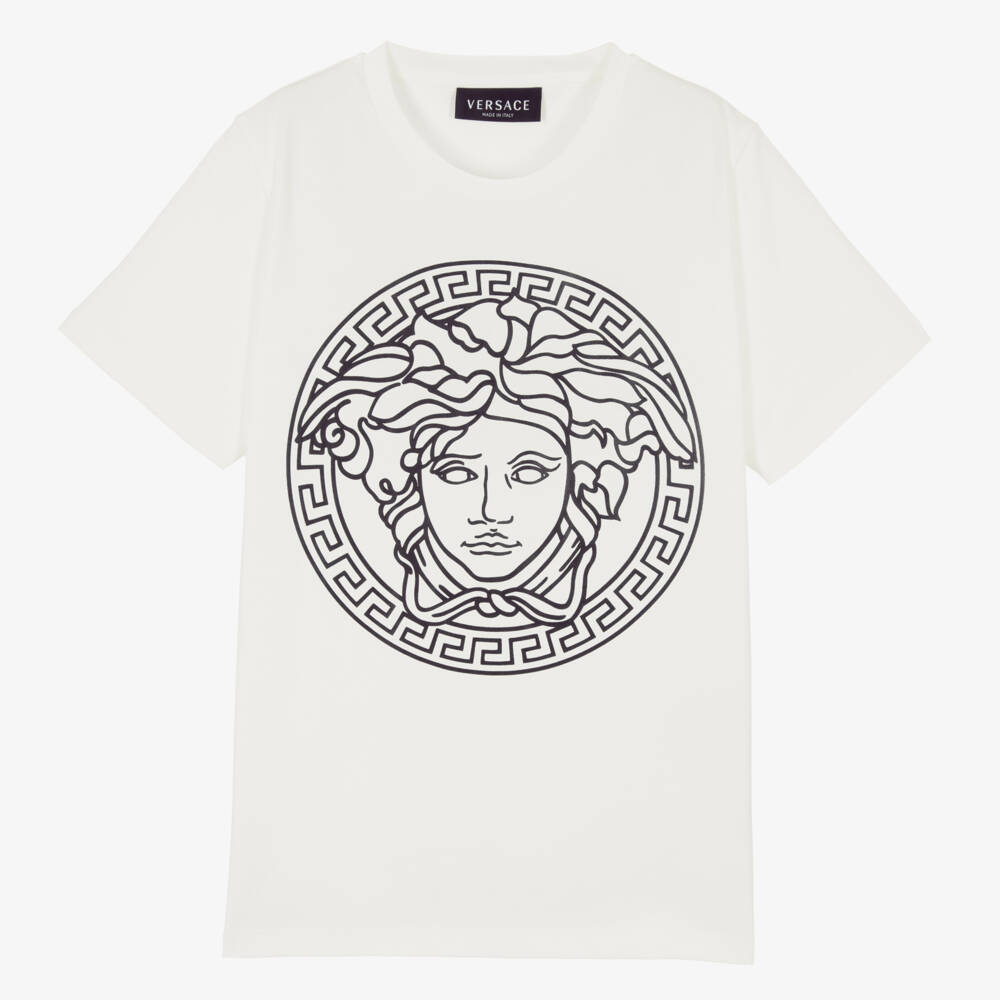 Versace-Teen White Cotton Medusa T-Shirt | Childrensalon Outlet