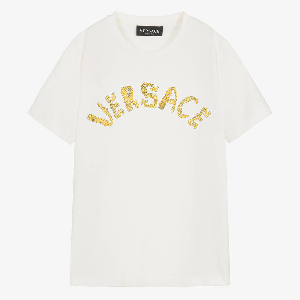 Versace - T-shirt blanc en coton ado | Childrensalon