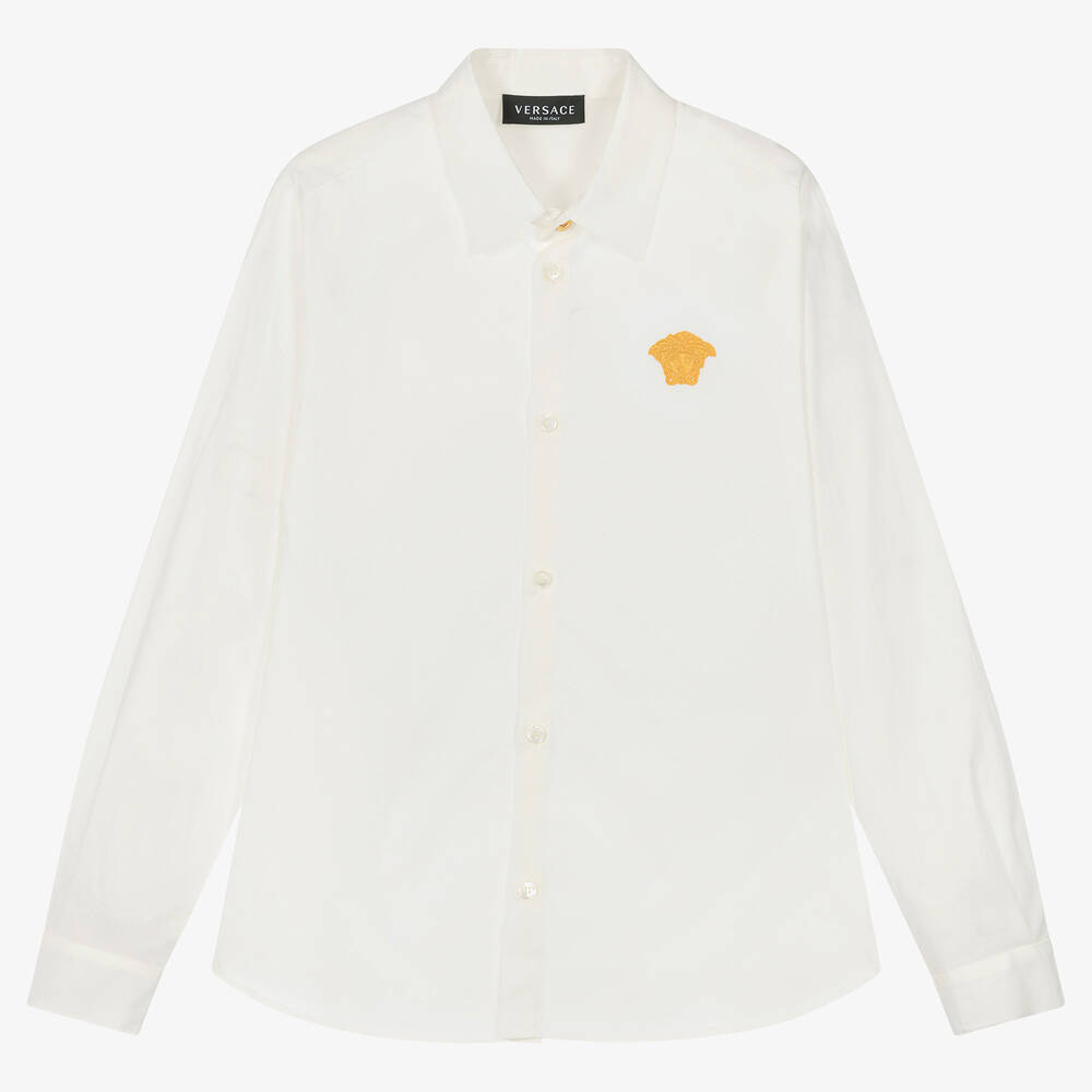 Versace - Teen White & Gold Medusa Shirt | Childrensalon