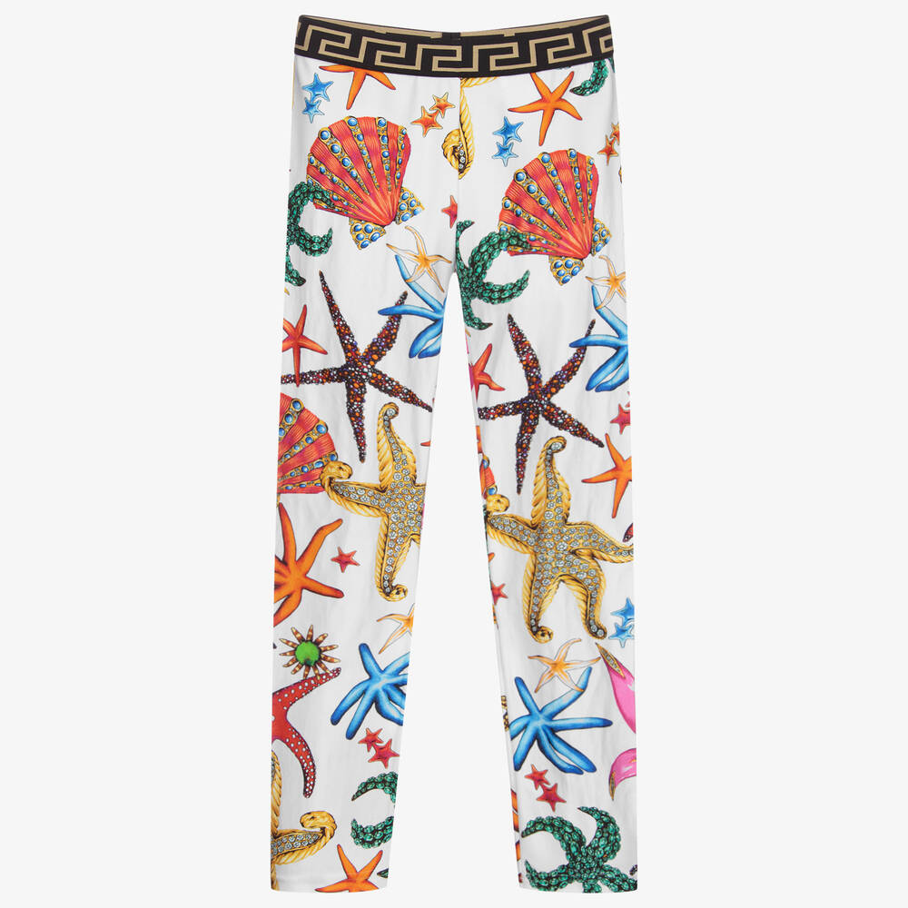 Versace-Teen White Logo Leggings | Childrensalon Outlet