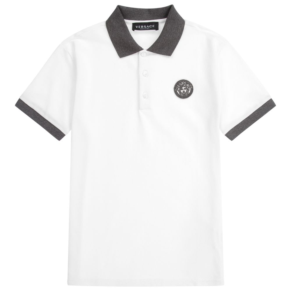 Versace - Teen White Logo Polo Shirt | Childrensalon