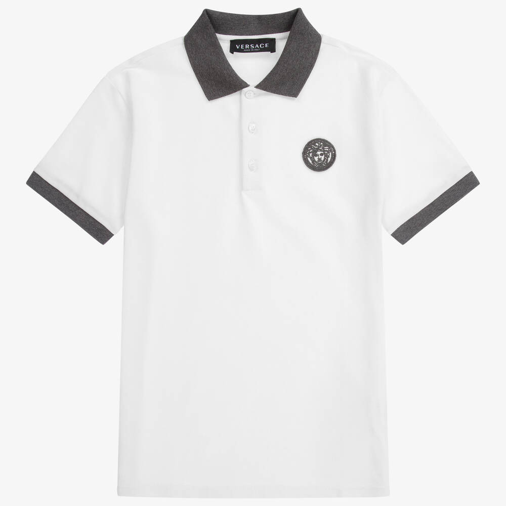 Versace - Polo blanc à logo Ado | Childrensalon