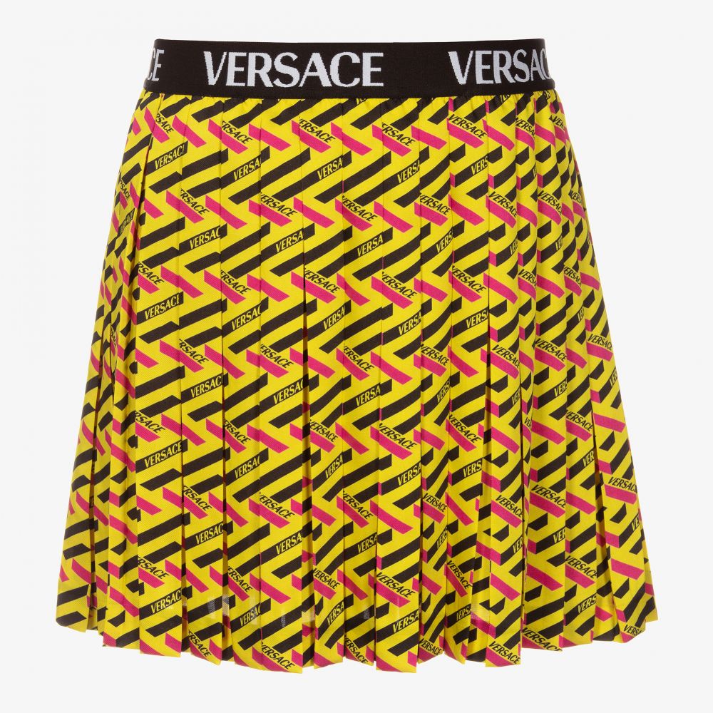 Versace - Желтая юбка с геометрическим принтом для подростков | Childrensalon