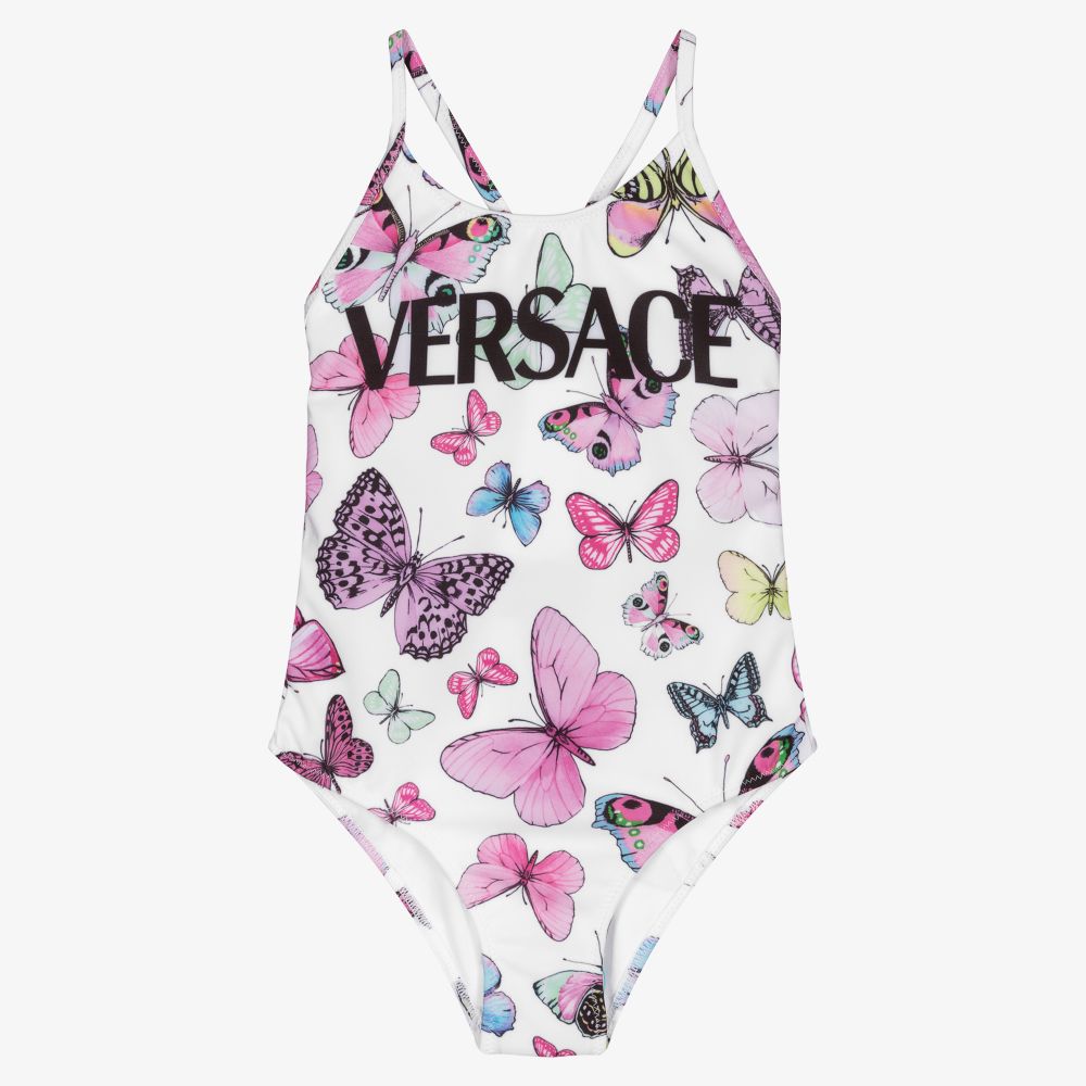 Versace - Weißer Schmetterlings-Badeanzug  | Childrensalon